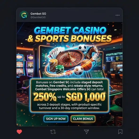 Gembet Casino & Sports Bonuses